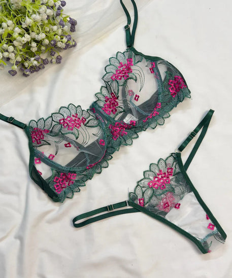Spring Breeze Net Bra Set